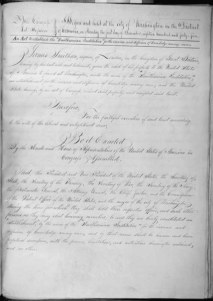 Act of August 10, 1846 [An Act to Establish the Smithsonian Institution], 08/10/1846