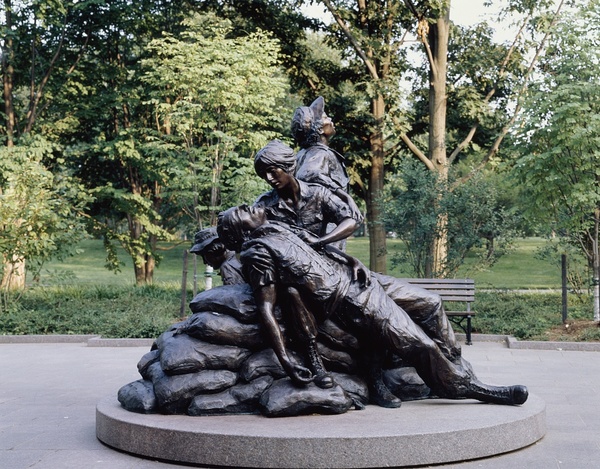 The first memorial placed in the nation's capital honoring women's military service is on the grounds of the Vietnam Veterans Memorial in Washington, D.C.