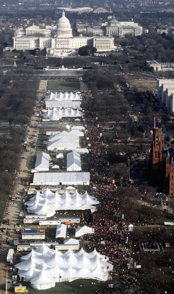 The National Mall a seen from the atop the Washington Monument, as thousands of people turn out to see the American Reunion Celebration