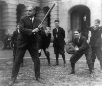 Senator Pepper playing baseball with Congressional pages